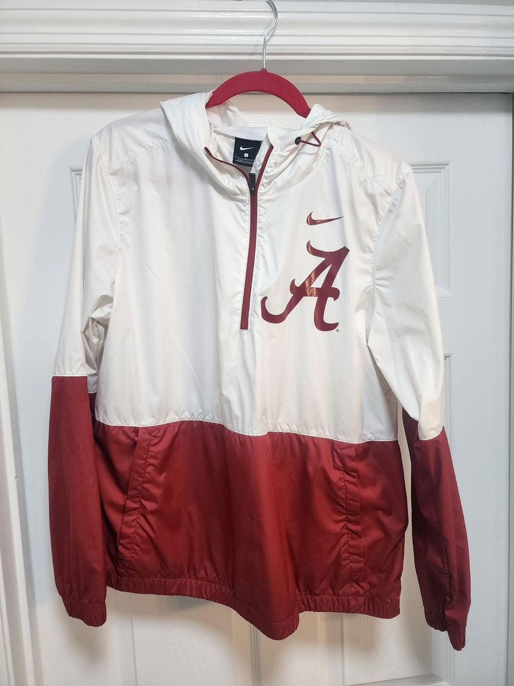 Nike Women's White & Crimson Alabama Half-Zip Windbreaker
